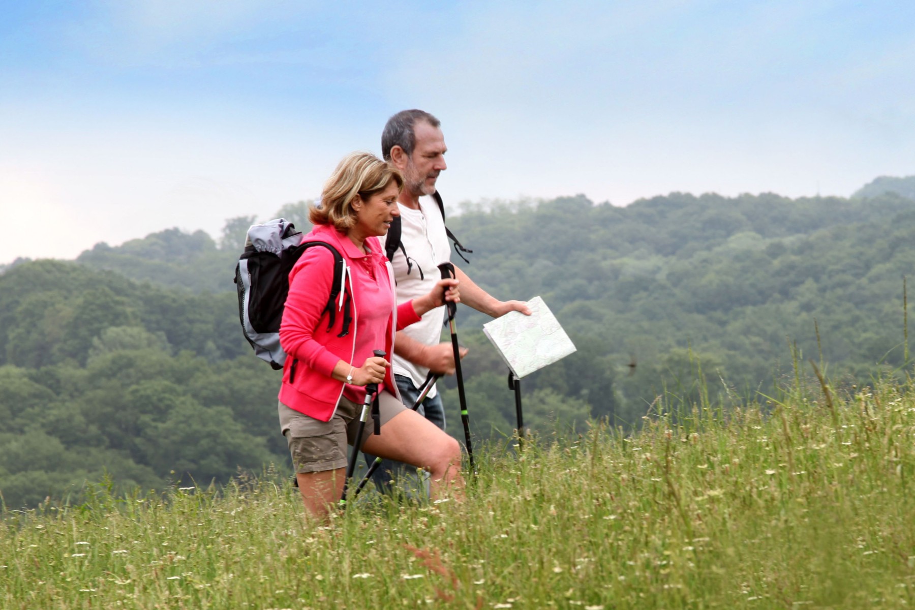 Senior couple hiking